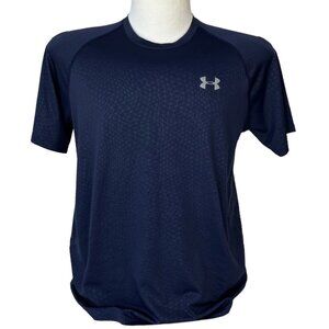 Under Armour Tshirt Mens Medium Blue Short Sleeves Heat Gear Patterned